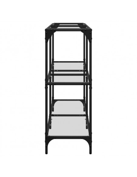Tavolino Consolle Piano Vetro Trasparente 118,5x30x81cm Acciaio