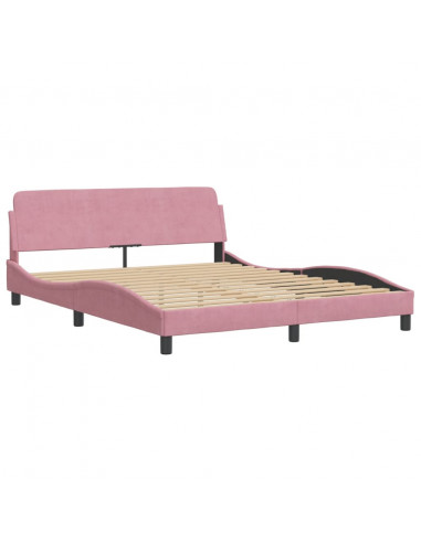 Letto con Materasso Rosa 160x200 cm in Velluto