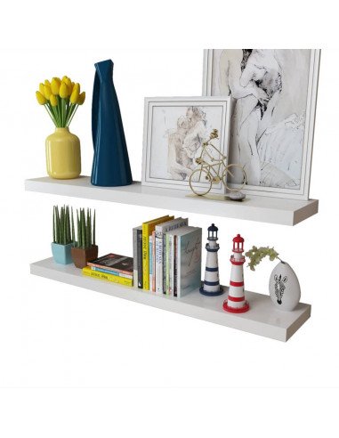 Mensole a Muro Bianche 2 pz in MDF per Libri/DVD