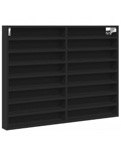 Armadietto con Vetrina Nero 100x8,5x75 cm Legno Multistrato 2