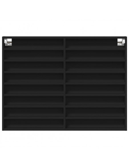 Armadietto con Vetrina Nero 100x8,5x75 cm Legno Multistrato
