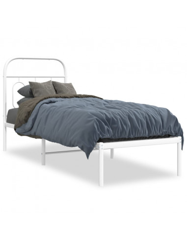 Giroletto con Testiera Metallo Bianco 75x190 cm