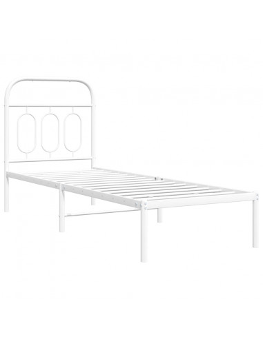 Giroletto con Testiera Metallo Bianco 75x190 cm