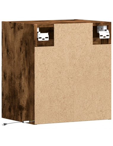 Mobili TV a Parete con Luci LED 2pz Rovere Fumo 41x31x45 cm