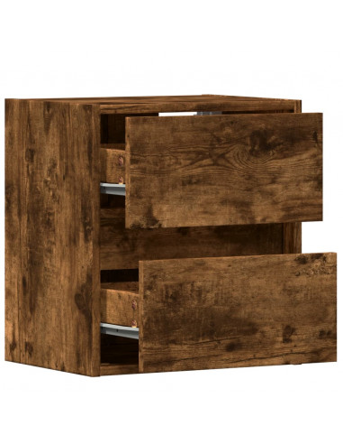 Mobili TV a Parete con Luci LED 2pz Rovere Fumo 41x31x45 cm