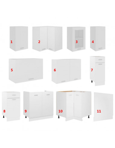 Set Armadi da Cucina 11 pz Bianco in Truciolato
