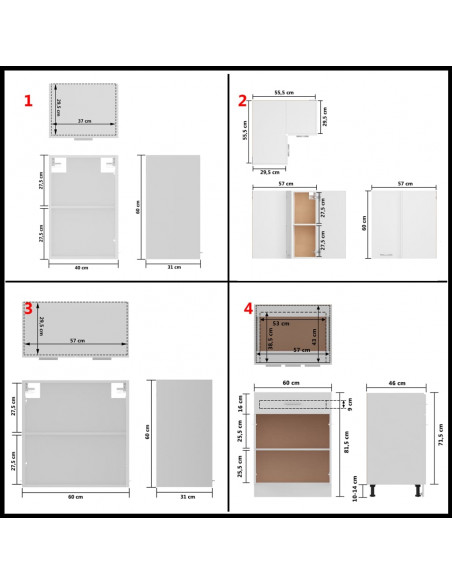 Set Armadi da Cucina 11 pz Bianco in Truciolato