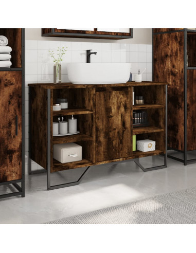 Mobile Lavabo Bagno Rovere Fumo 91x35x60 cm in Truciolato