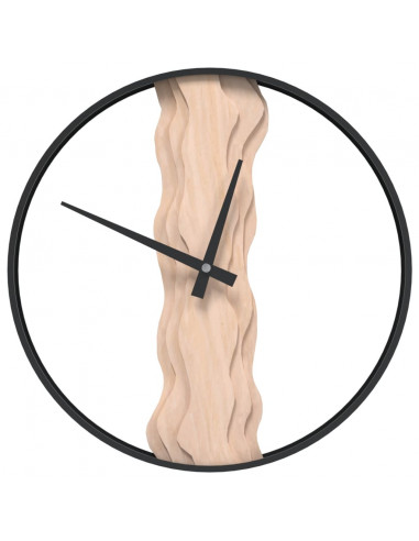 Orologio a Parete Marrone Ø35 cm in Ferro e Legno di Quercia
