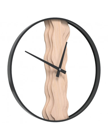 Orologio a Parete Marrone Ø35 cm in Ferro e Legno di Quercia