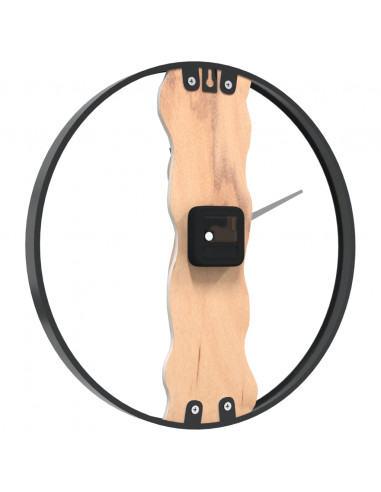 Orologio a Parete Marrone Ø35 cm in Ferro e Legno di Quercia