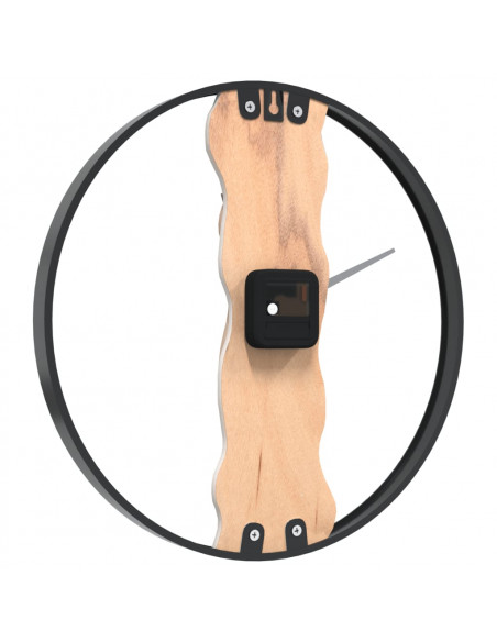 Orologio a Parete Marrone Ø35 cm in Ferro e Legno di Quercia