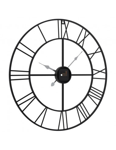 Orologio da Parete Nero Ø50 cm in Ferro