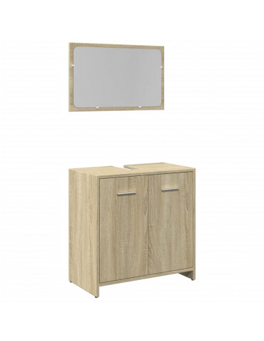 Set Mobili da Bagno 2 pz Rovere Sonoma in Legno Multistrato