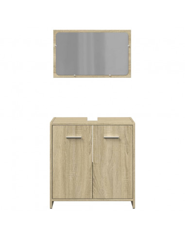 Set Mobili da Bagno 2 pz Rovere Sonoma in Legno Multistrato