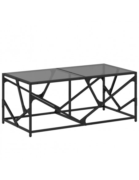Tavolino con Piano in Vetro Nero 98,5x50x41 cm Acciaio