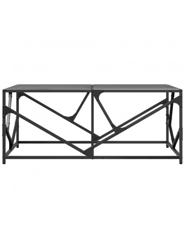 Tavolino con Piano in Vetro Nero 98,5x50x41 cm Acciaio