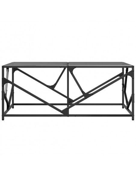 Tavolino con Piano in Vetro Nero 98,5x50x41 cm Acciaio
