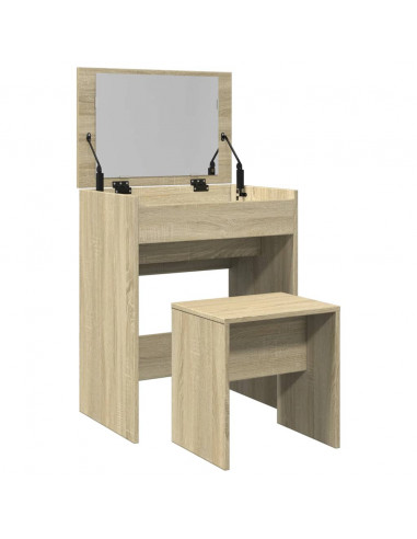 Toeletta e Sgabello Rovere Sonoma 60x40x113,5 cm