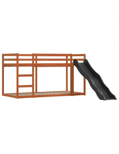 Letto a Castello con Scivolo e Tende Rosa 90x200 cm