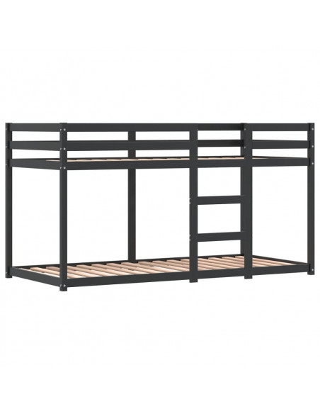 Letto a Castello con Tende Rosa 90x200 cm Legno Massello Pino