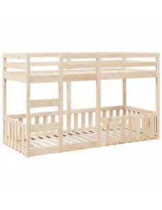 Letto a Castello 90x200 cm in Legno Massello di Pino 2