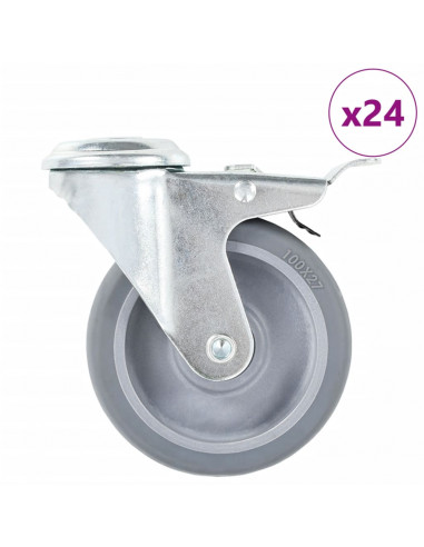 Ruote Girevoli con Foro per Bulloni 24 pz 100 mm