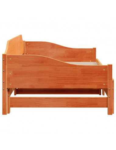 Divano con Letto Estraibile Marrone Cera 80x200cm Massello Pino