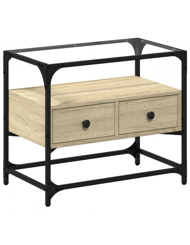 Mobile TV Piano Vetro Rovere Sonoma 60x35x51 Legno Multistrato