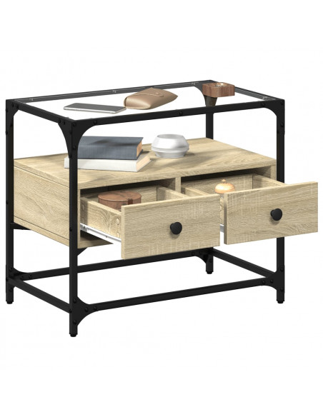 Mobile TV Piano Vetro Rovere Sonoma 60x35x51 Legno Multistrato