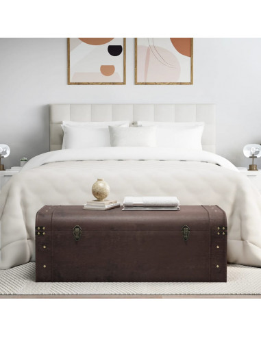 Scrigno Tesoro Chiusure Marrone Scuro 110x50x39,5cm Compensato