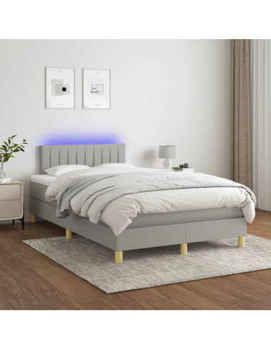 Letto a Molle Materasso e LED Grigio Chiaro 120x190 cm Tessuto