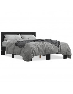 Giroletto Nero 120x200 cm in Legno Multistrato e Metallo 2