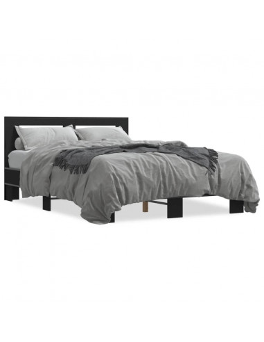 Giroletto Nero 120x200 cm in Legno Multistrato e Metallo