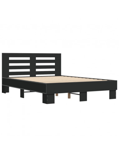 Giroletto Nero 120x200 cm in Legno Multistrato e Metallo