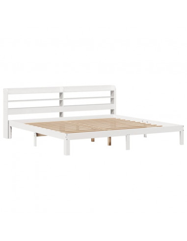 Giroletto con Testiera Bianco 180x200 cm Massello Pino