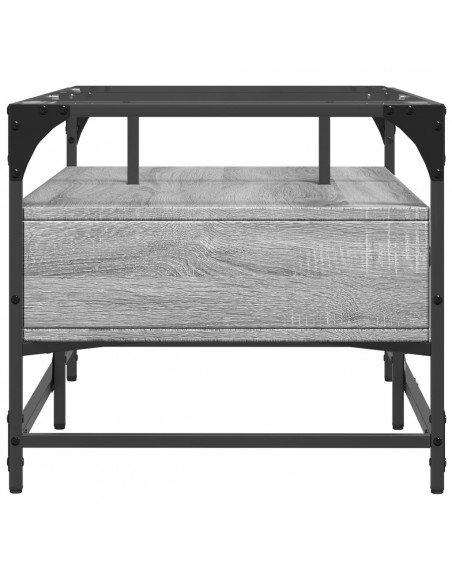 Tavolino con Piano in Vetro Grigio Cemento 98,5x50x45cm Acciaio