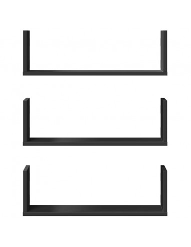 Mensole da Parete 2pz Nere 58x18x18 cm in Truciolato