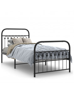 Giroletto con Testiera e Pediera Metallo Nero 90x200 cm 2