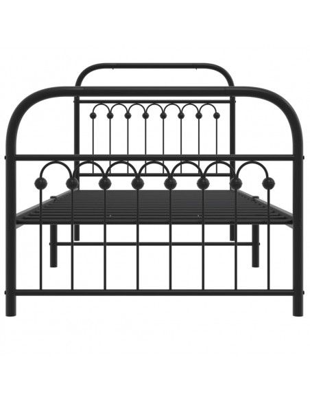 Giroletto con Testiera e Pediera Metallo Nero 90x200 cm