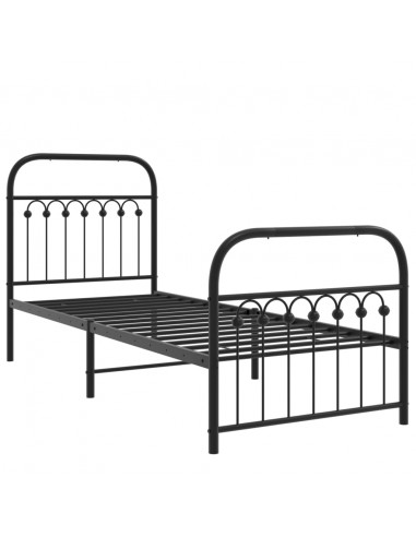 Giroletto con Testiera e Pediera Metallo Nero 75x190 cm