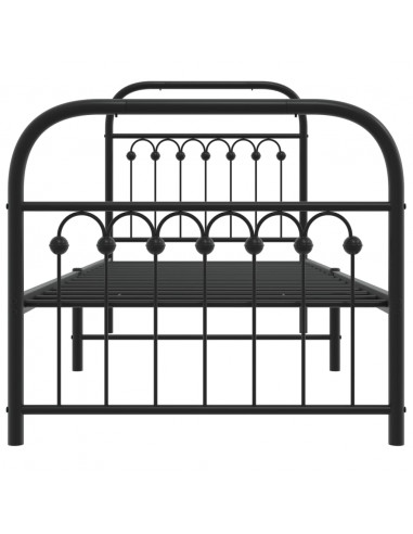 Giroletto con Testiera e Pediera Metallo Nero 75x190 cm