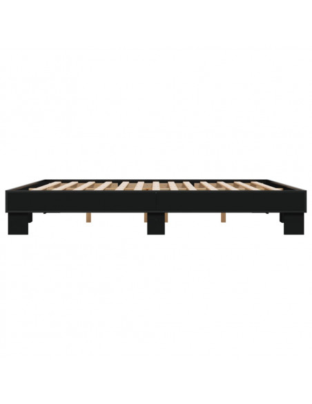 Giroletto Nero 180x200 cm in Legno Multistrato e Metallo