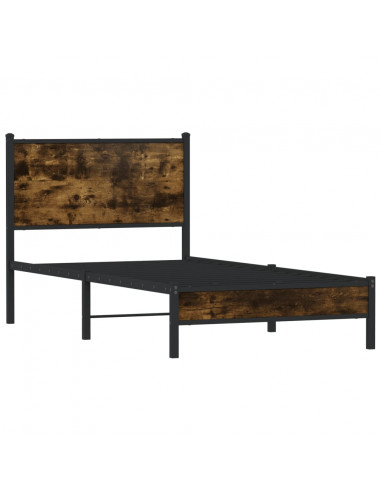 Giroletto con Testiera in Metallo Rovere Fumo 90x200 cm