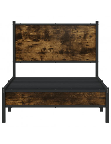 Giroletto con Testiera in Metallo Rovere Fumo 90x200 cm