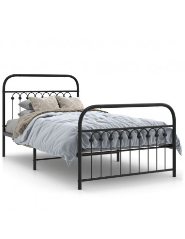 Giroletto con Testiera e Pediera Metallo Nero 100x200 cm