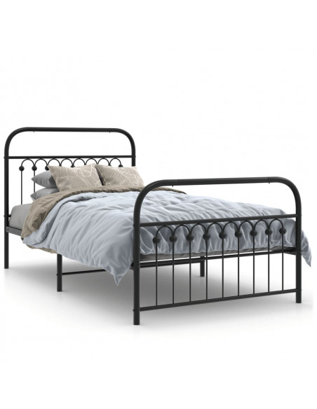 Giroletto con Testiera e Pediera Metallo Nero 100x200 cm