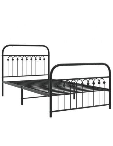 Giroletto con Testiera e Pediera Metallo Nero 100x200 cm