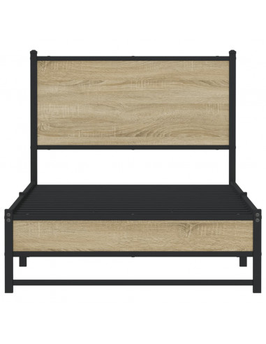 Giroletto con Testiera in Metallo Rovere Sonoma 90x190 cm