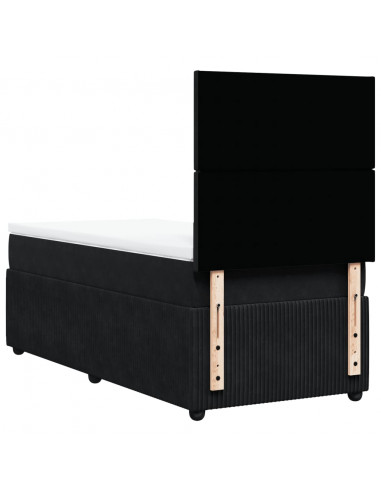 Giroletto a Molle con Materasso Nero 90x200 cm in Velluto